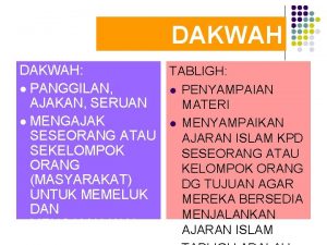 PENGERTIAN DAKWAH TABLIGH l PANGGILAN l PENYAMPAIAN AJAKAN