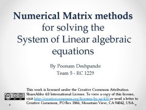 Numerical Matrix methods for solving the System of Numerical Matrix methods for solving the System of