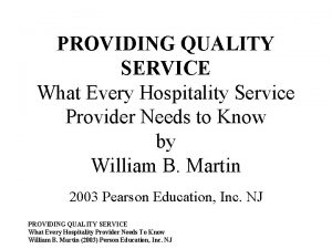 Hospitality service provider