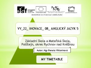 VY22 INOVACE 08 ANGLICK JAZYK 5 Zkladn kola