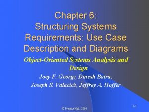 Chapter 6 Structuring Systems Requirements Use Case Description
