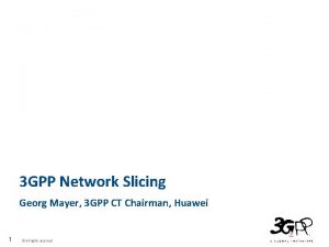 3 GPP Network Slicing Georg Mayer 3 GPP