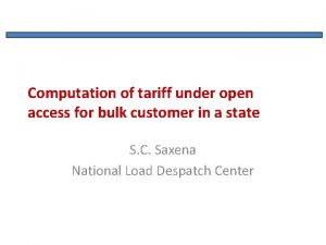 Computation of tariff under open access for bulk