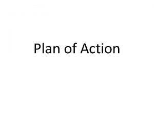 Plan of Action PLANNING INPUTS OUTCOMES Programmatic Investments