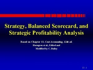 Strategic profitability analysis