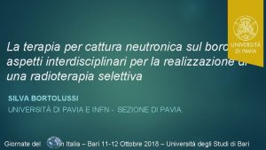 La terapia per cattura neutronica sul boro aspetti