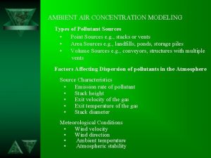 AMBIENT AIR CONCENTRATION MODELING Types of Pollutant Sources