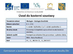 vod do kostern soustavy Tematick oblast Biologie biologie