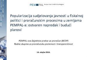 Popularizacija sudjelovanja javnosti u fiskalnoj politici i proraunskim