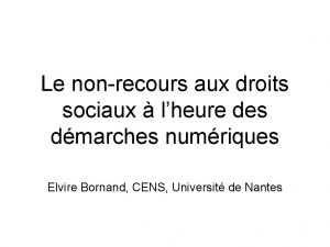 Le nonrecours aux droits sociaux lheure des dmarches