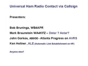 Universal Ham Radio Contact via Callsign Presenters Bob