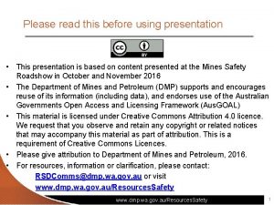 Please read this before using presentation This presentation