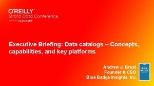 Executive Briefing Data catalogs Concepts capabilities and key