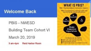 Welcome Back PBIS NWESD Building Team Cohort VI