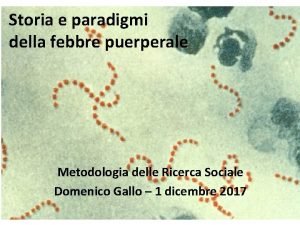 Storia e paradigmi della febbre puerperale Metodologia delle