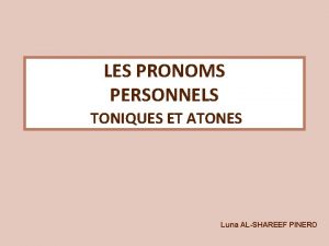 Pronoms personnels toniques
