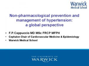 Non pharmacological management of hypertension