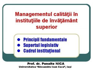 Managementul calitii n instituiile de nvmnt superior l