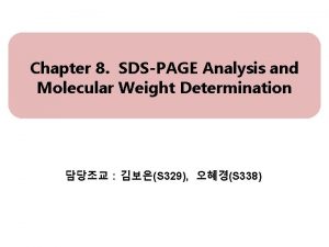 Chapter 8 SDSPAGE Analysis and Molecular Weight Determination