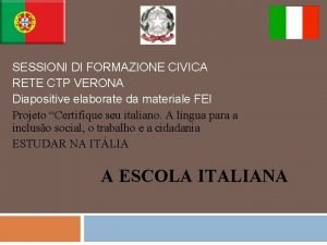 SESSIONI DI FORMAZIONE CIVICA RETE CTP VERONA Diapositive