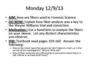 Monday 12913 AIM how are fibers used in