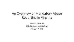 Virginia mandatory reporting law domestic violence
