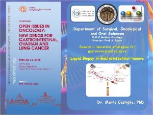 Department of Surgical Oncological and Oral Sciences U