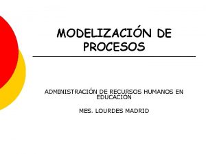 MODELIZACIN DE PROCESOS ADMINISTRACIN DE RECURSOS HUMANOS EN