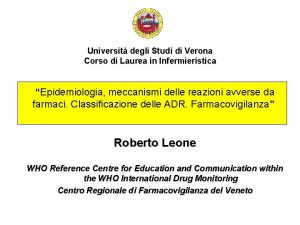 Universit degli Studi di Verona Corso di Laurea