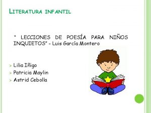 LITERATURA INFANTIL LECCIONES DE POESA PARA NIOS INQUIETOS