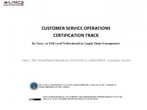 Customer service operations certification