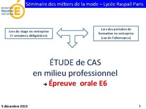 Sminaire des mtiers de la mode Lyce Raspail