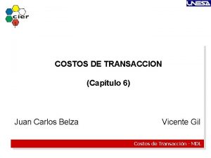 COSTOS DE TRANSACCION Captulo 6 Juan Carlos Belza