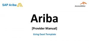 Ariba Provider Manual Using Excel Template SAP Ariba