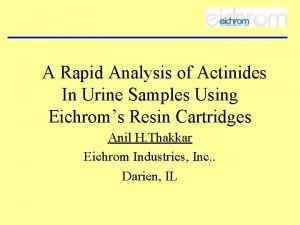 A Rapid Analysis of Actinides In Urine Samples