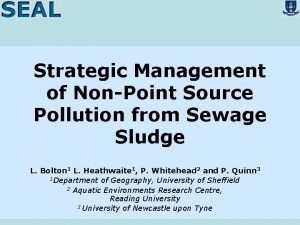 Strategic Management of NonPoint Source Pollution from Sewage