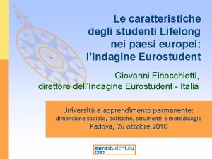 Le caratteristiche degli studenti Lifelong nei paesi europei