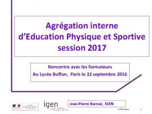 Agrgation interne dEducation Physique et Sportive session 2017