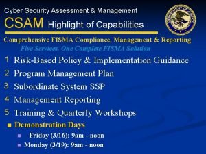 Cyber security assessment and management