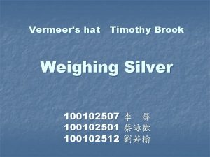 Vermeers hat Timothy Brook Weighing Silver 100102507 100102501