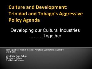 Culture and Development Trinidad and Tobagos Aggressive Policy