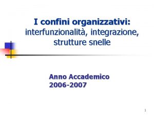 I confini organizzativi interfunzionalit integrazione strutture snelle Anno