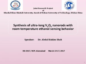 Joint Research Project of Khushal Khan Khattak University