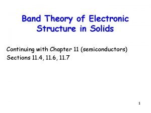 Electronic structure of solid band theory