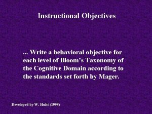Writing behavioral objectives