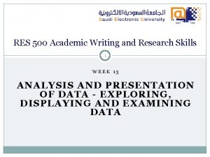 RES 500 Academic Writing and Research Skills 1