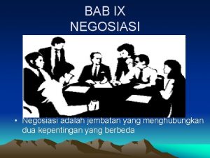 BAB IX NEGOSIASI Negosiasi adalah jembatan yang menghubungkan