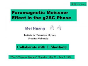 Mei Huang Paramagnetic Meissner Effect in the g