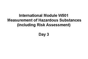 International Module W 501 Measurement of Hazardous Substances