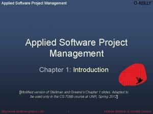 Applied Software Project Management Chapter 1 Introduction Modified